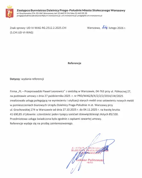 Referencje - Urząd Dzielnicy Praga Południe Warszawa